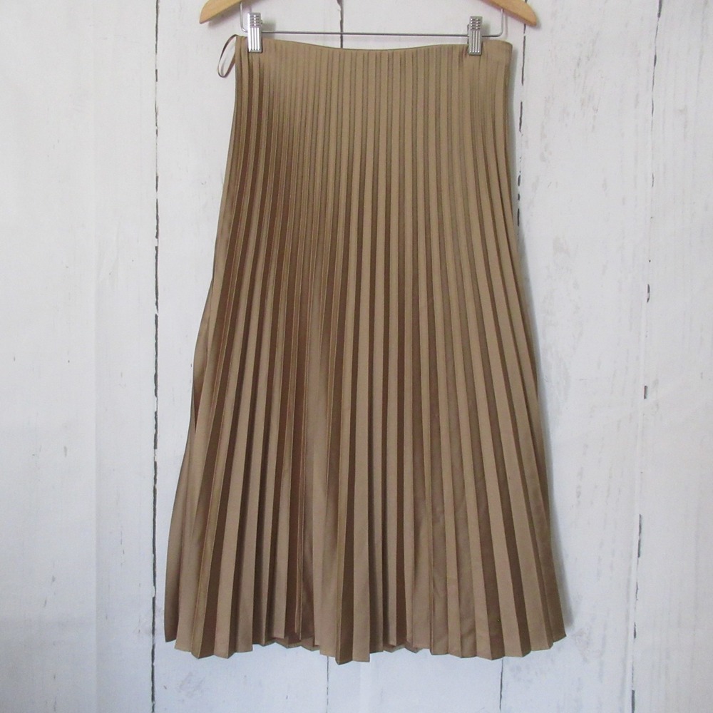 J Crew Skirt S Small Gold Pleated Midi Gwyneth Slip Pull On A Line Full